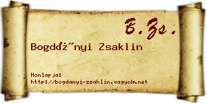 Bogdányi Zsaklin névjegykártya
